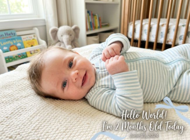Cute 2 Months Old Baby Caption
