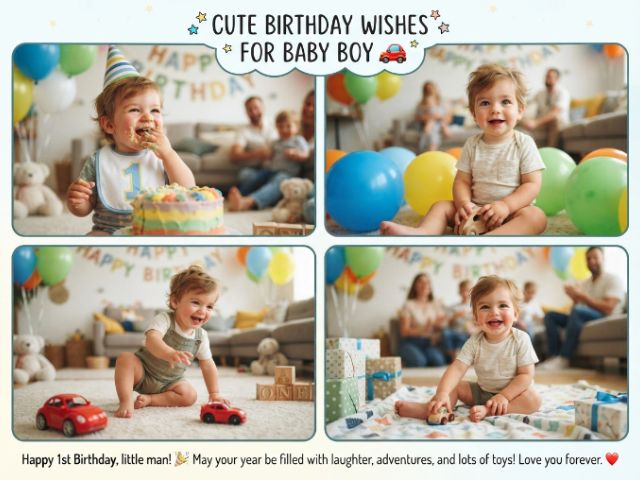 Cute Birthday Wishes for Baby Boy 🚗