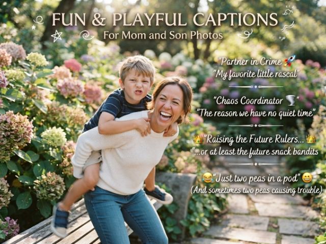 Fun and Playful Captions for Mom-Son Duo
