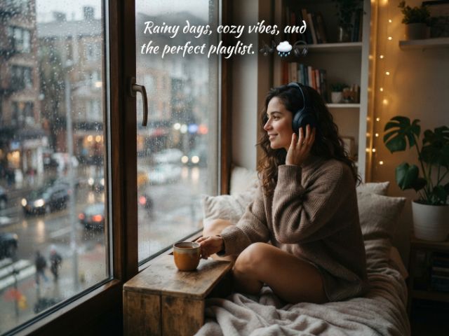 Rain and music captions for Instagram 🎶🌧️