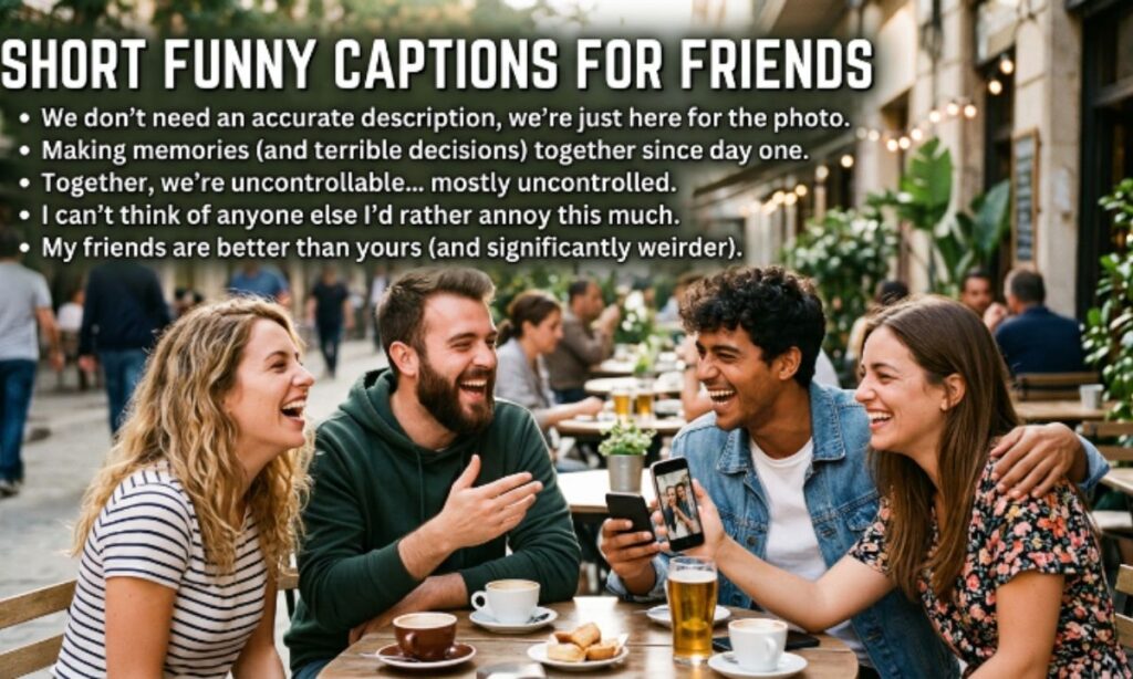 Short funny captions for friends